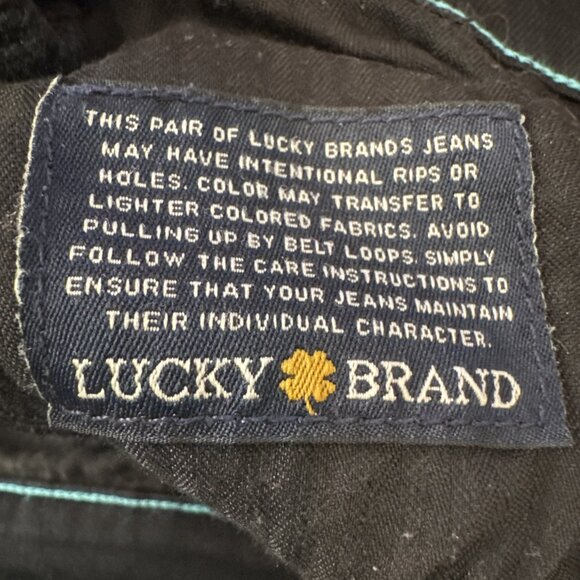 New Lucky Brand Sofia Capri Jean Sz 12/31 Black Curvy teal accent Lucky You zip - Picture 11 of 13